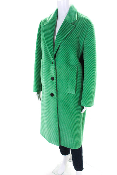 Prada FW 2021 Womens Single Breasted Corduroy Coat Green Size Italian 40
