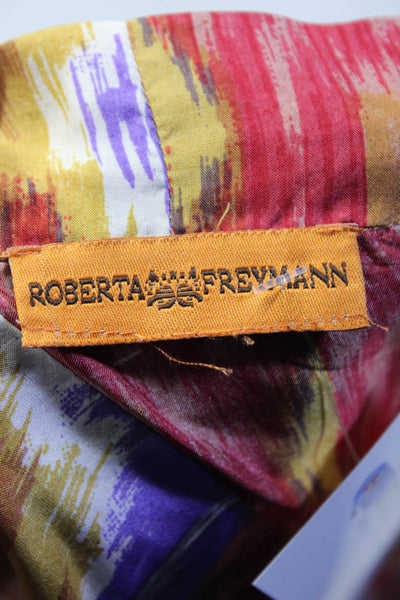 Roberta Freymann Womens Silk Abstract Print Knee Tunic Dress Multicolor Size M