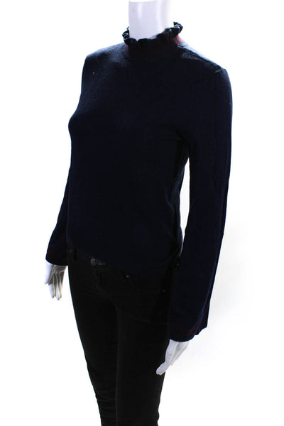 BB Dakota Womens Navy High Neck Bell Long Sleeve Pullover Sweater Top Size S