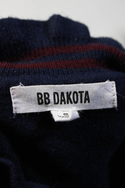 BB Dakota Womens Navy High Neck Bell Long Sleeve Pullover Sweater Top Size S