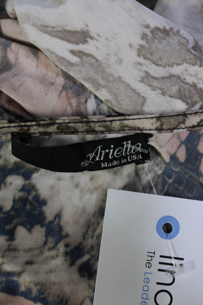 Ariella Womens Animal Print Sleeveless Half Zipped V-Neck Tank Top Pink Size S