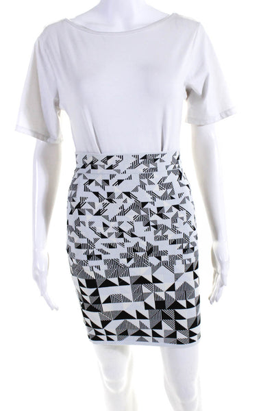 BCBG Max Azria Womens Elastic Waist Geometric Slip-On Mini Skirt Blue Size S