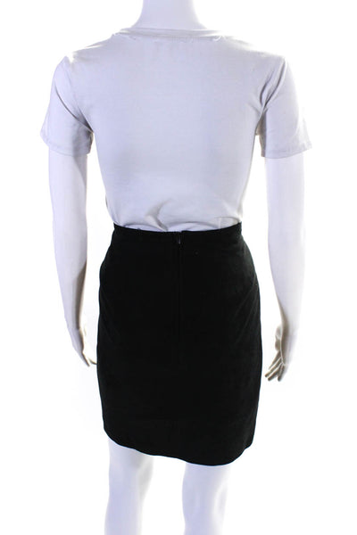 Vakko Womens Back Zip Knee Length Suede Pencil Skirt Black Size 6