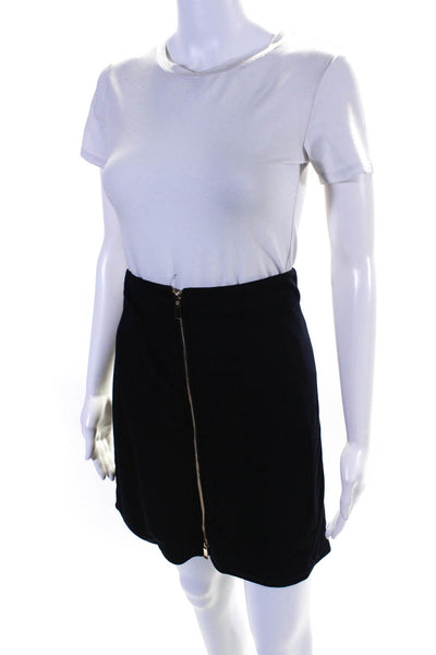 Reiss Women's Zip Front A-Lined Mini Skirt Black Size 6