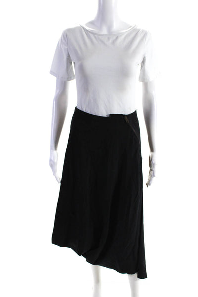 Daniela Bizzi Womens Asymmetrical Twill A Line Midi Skirt Black Size IT 42