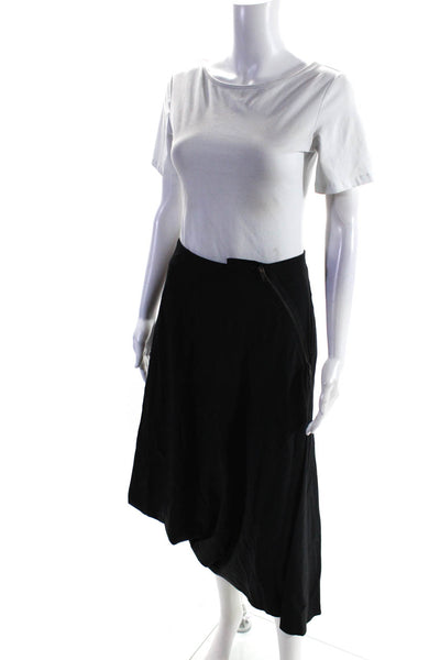 Daniela Bizzi Womens Asymmetrical Twill A Line Midi Skirt Black Size IT 42