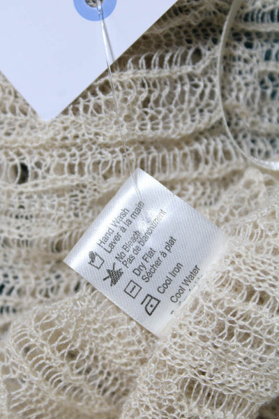 L Space Womens Loose Knit Fringe Long Waterfall Cardigan Vest Beige Size XS/S