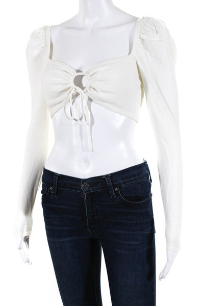 Majorelle Womens Sweetheart Neck Cropped Sweater White Size Small