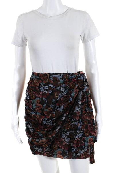 Majorelle Womens Floral Print Belted Wrap Mini Skirt Multi Colored Size Small