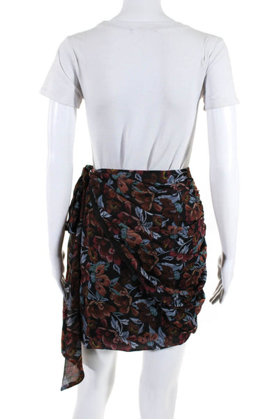 Majorelle Womens Floral Print Belted Wrap Mini Skirt Multi Colored Size Small