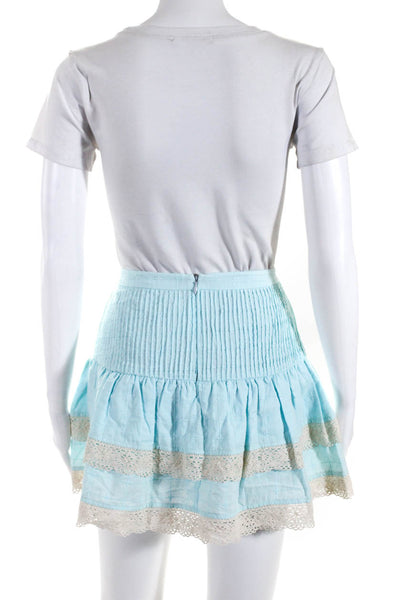 Tularosa Womens Crochet Trim A Line Tiered Skirt Blue Size Small