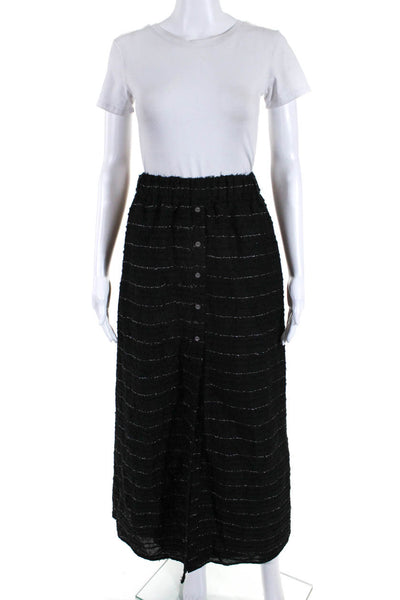 Tularosa Womens Button Down A Line Skirt Black Silver Size Small