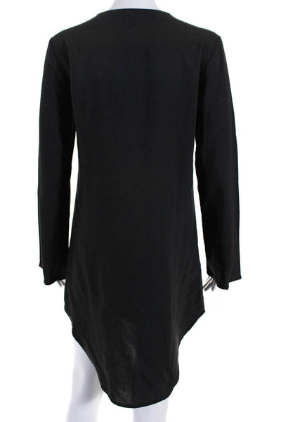 Cloth & Stone Womens V-Neck Lace Up Draped Hem Long Sleeve Dress Gray Size XS