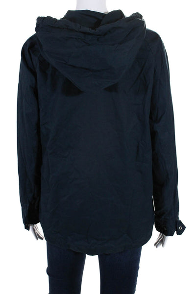 Bridge & Burn Womens Long Sleeve Front Zip Hooded Jacket Blue Cotton Size Small
