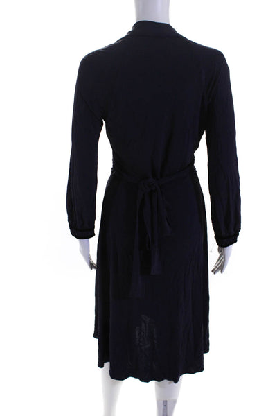 Yigal Azrouel Womens Long Sleeves V Neck Belted A Line Dress Purple Size 2