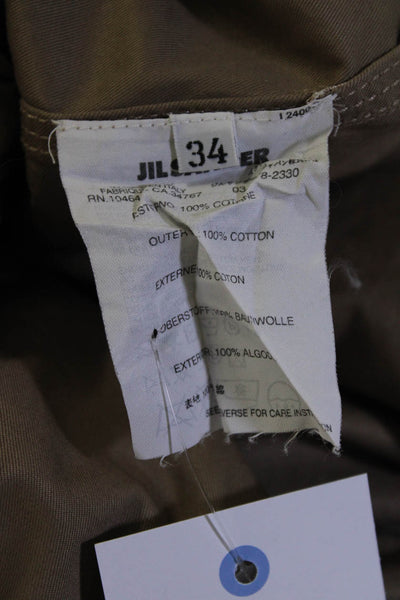 Jil Sander Womens Belted A Line Skirt Brown Cotton Size EUR 34