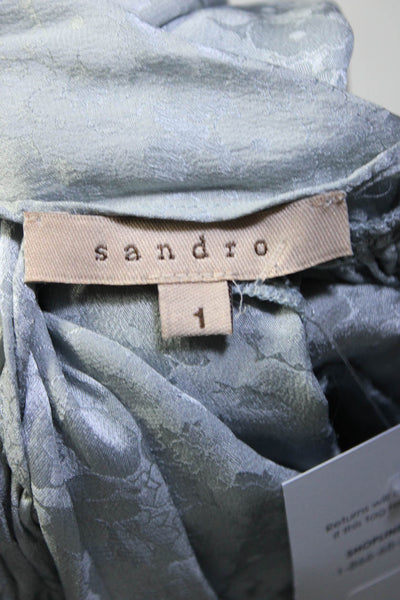 Sandro Womens Silk Floral Print Sleeveless Mini Empire Waist Dress Gray Size S
