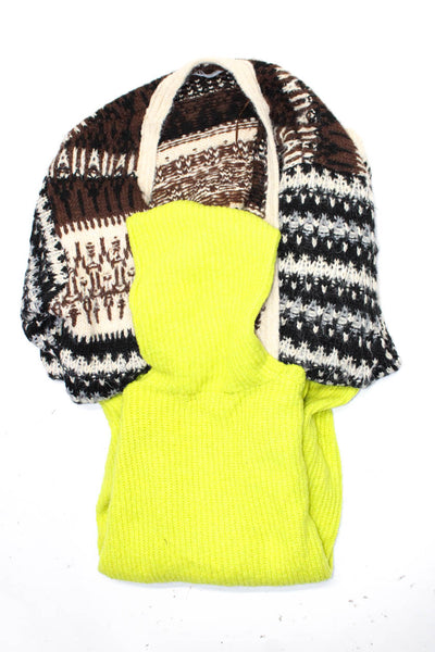 Zara Knit Womens Turtleneck Knit Sweaters Green Brown Cream Size XS S Lot 2