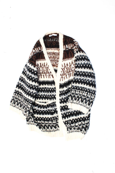 Zara Knit Womens Turtleneck Knit Sweaters Green Brown Cream Size XS S Lot 2