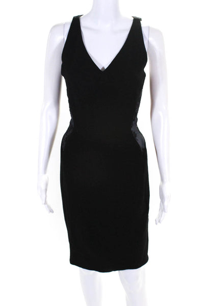 Rachel Roy Womens Back Zipped Patchwork Textured Sleeveless Dress Black Size 4