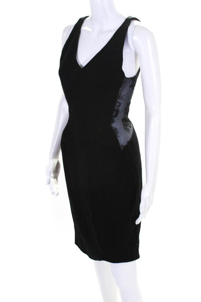 Rachel Roy Womens Back Zipped Patchwork Textured Sleeveless Dress Black Size 4