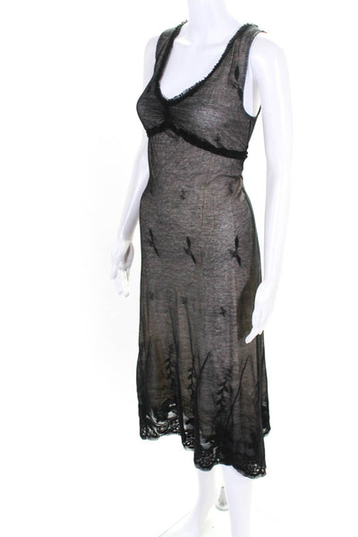 Studio M Womens Floral Embroider Texture Layered Sleeveless Dress Black Size S
