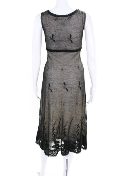 Studio M Womens Floral Embroider Texture Layered Sleeveless Dress Black Size S