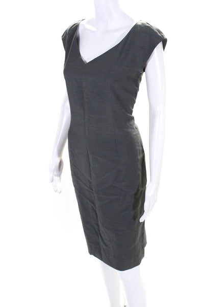 Emanuel Emanuel Ungaro Womens Darted Zipped Sleeveless Sheath Dress Gray Size 4