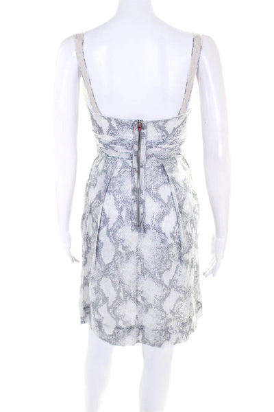Elie Tahari Womens Cotton Animal Printed Pleated Back Zipped Dress Gray Size 2