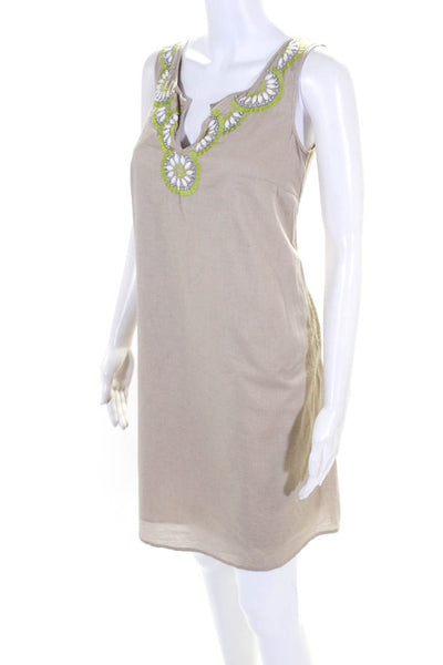 Calypso St. Barth for Target Womens Cotton Embroider A-Line Dress Beige Size XS