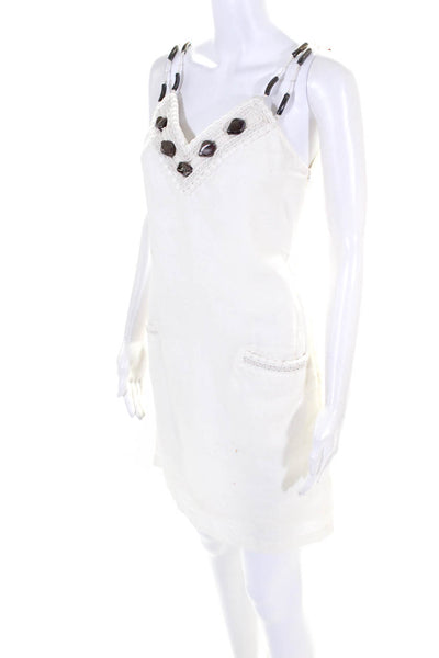 Sachin + Babi For Ankasa Womens Cotton Bead Strap A-Line Midi Dress White Size S