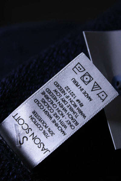 Jason Scott Womens Cotton Crewneck Long Sleeve Cropped Sweater Navy Blue Size S