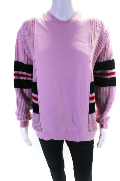 MSGM Women's Cotton Jersey Knit Crewneck Pullover Sweater Pink Size S