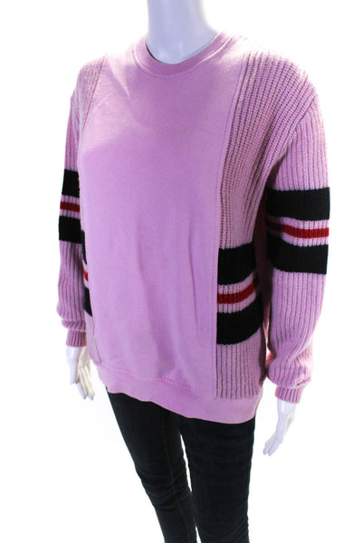 MSGM Women's Cotton Jersey Knit Crewneck Pullover Sweater Pink Size S