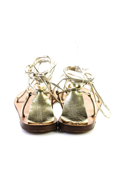 J Crew Womens Metallic Strappy Sandals Gold Tone Leather Size 9