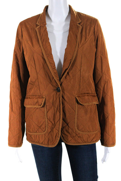 J Crew Womens Quilted Button Down Signature Puffer Jacket Brown Size Small