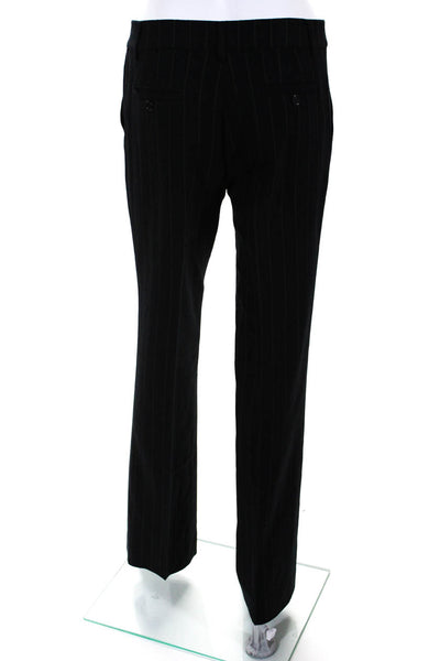 Etro Womens Wool Rayon Striped Print Low-Rise Dress Pants Trousers Black Size 40