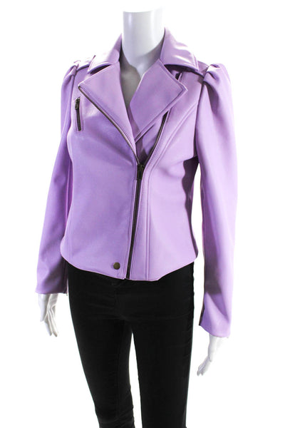 Marie Oliver Women's Faux Leather Maeve Moto Jacket Lilac Size XS