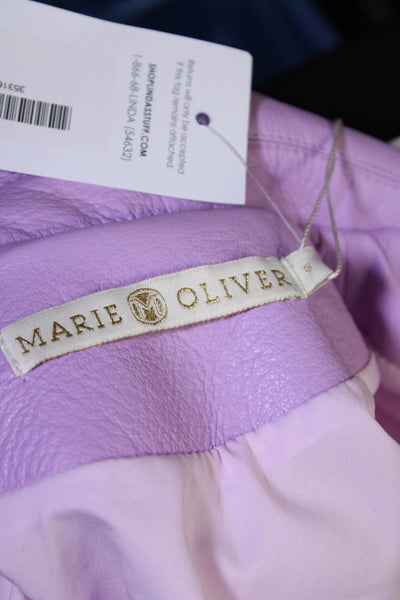 Marie Oliver Women's Faux Leather Maeve Moto Jacket Lilac Size S