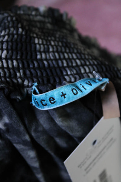 Alice + Olivia Womens Black Silk Tie Dye Off the Shoulder Blouse Top Size M