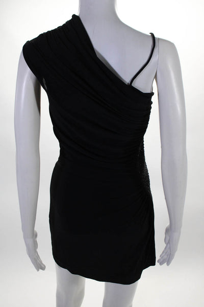 Armani Collezioni Women's One Shoulder Sequin Embellished Dress Black Size 2