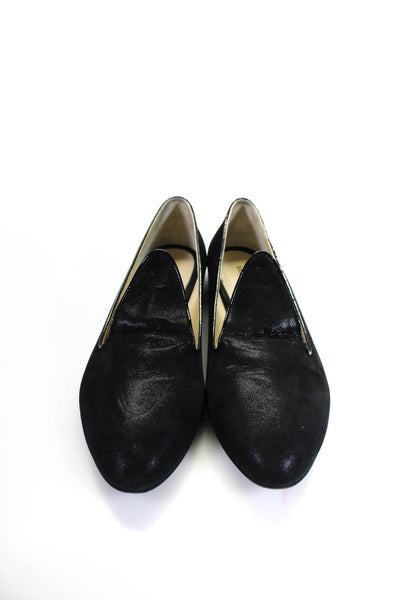 Sarah Flint Womens Suede Leather Trim Flap Flat Heeled Loafers Black Size 12