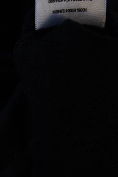 Eileen Fisher Womens Linen Collared Long Sleeve Button Up Shirt Top Black Size S