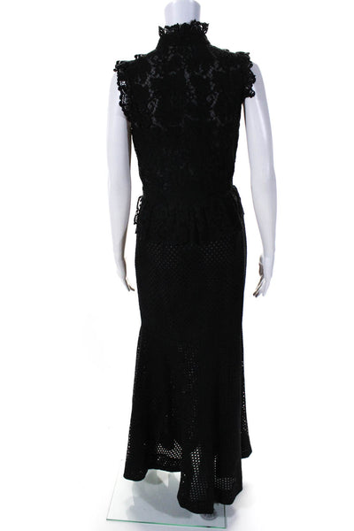 Erdem Womens Side Zip Sleeveless Ruffled Lace Keyhole Long Dress Black Size 6