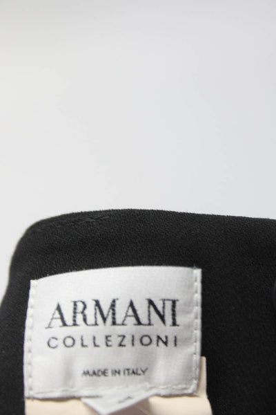 Armani Collezioni Womens Black Wool Front Pockets Zip Back Pencil Skirt Size 48