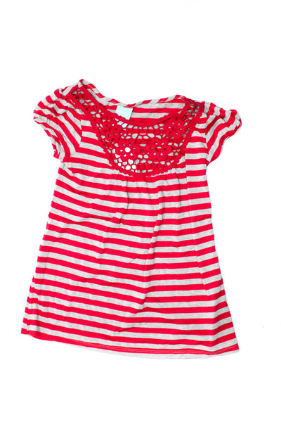 h.i.p. Oilily Womens Striped Print Textured Short Sleeve Tops Red Size S Lot 2