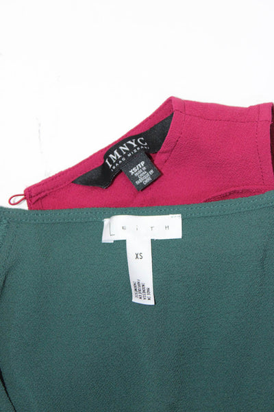 Isaac Mizrahi New York Leith Womens Ruffled Blouse Tops Green Size XS Lot 2