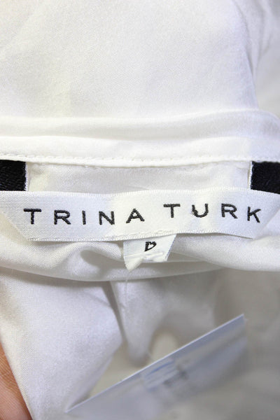 Trina Turk Womens Round Neck Sheer Sleeveless Tank Top White Size P