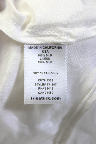 Trina Turk Womens Round Neck Sheer Sleeveless Tank Top White Size P