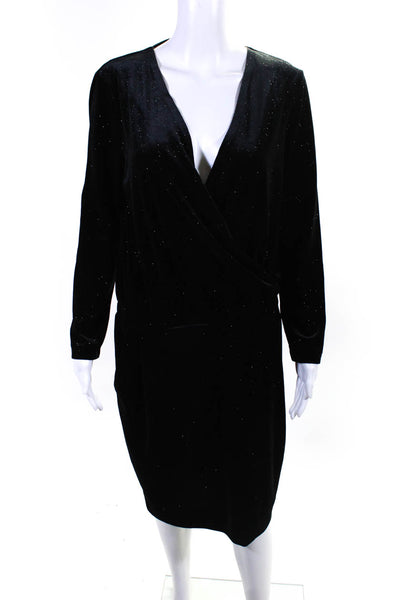 By Malene Birger Womens Jeweled Long Sleeve V Neck Dress Black Size Large